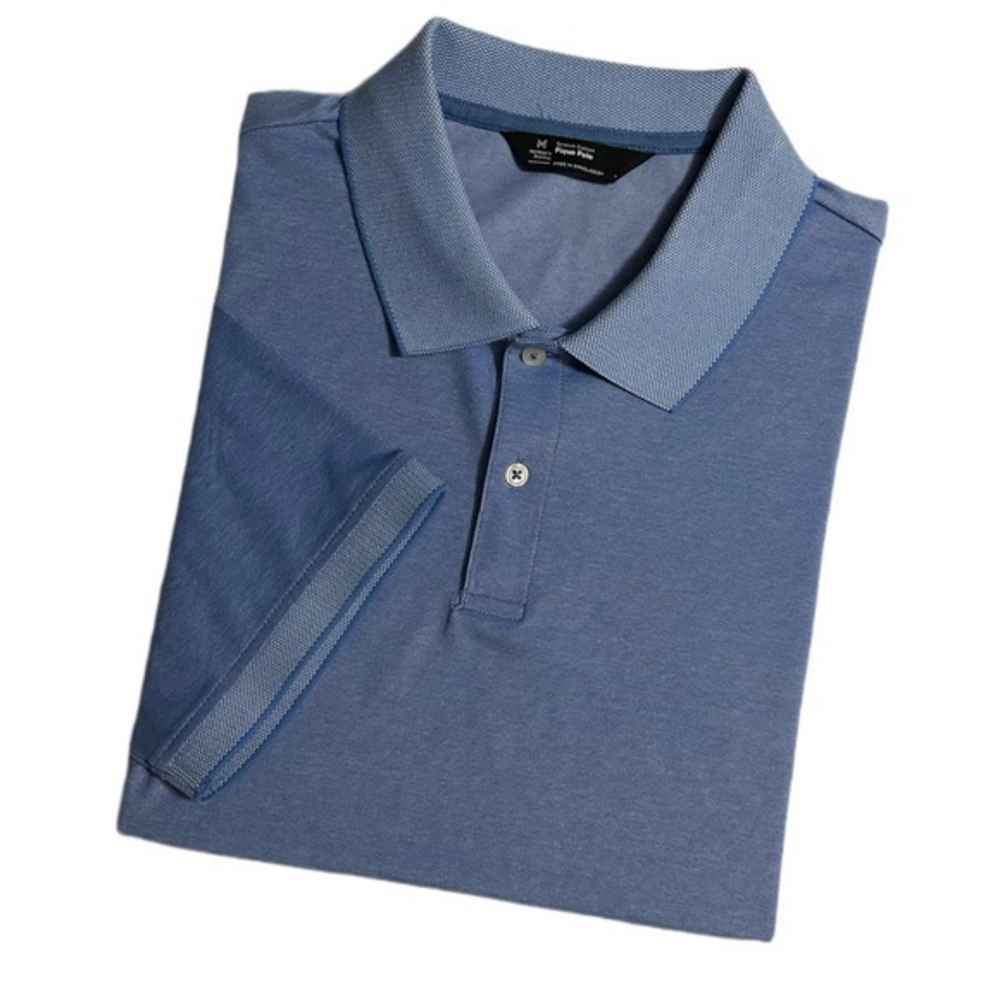 Member's Mark Pique Polo Short Sleeve Stretch‎ Cotton Blue Mens Large
